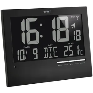 TFA® digitale Funkwanduhr 60.4508 schwarz