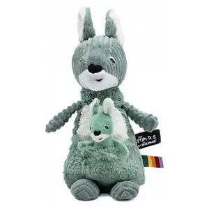 Plüsch-Känguru, Mama und Baby, grün