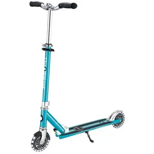 Globber Flow Kinderroller Blau/Chrom, Klappbar, Leuchträder, Ab 5 J.
