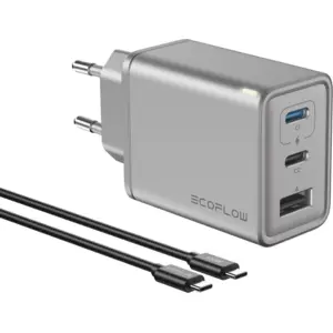 EcoFlow Elektronik-Zubehör: 65W GaN 3-in-1 USB-Netzteil mit 3 Anschlüssen, Schnellladegerät für MacBook, iPhone, Samsung, iPad und mehr günstig