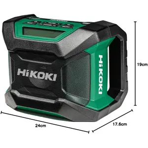 Hikoki UR18DA Akku Baustellenradio (DAB+, Bluetooth) 18V+MV (Basic/Karton) (AM, DAB+, FM, Bluetooth), Radio, Grün, Schwarz günstig