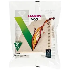 Hario Misarashi Ruda Papierfilter - V60-01 - 100 Stück, Zubehör Kaffeemaschinen, Braun