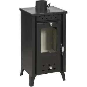 Kleiner Holzofen schmal 7,7 kW Kaminofen mit Sichtscheibe, Schamotte & Stahl, bis 85 m² Wohnfläche Gekas MG 100 günstig