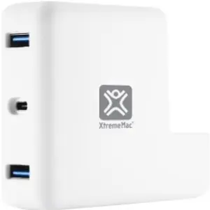 XtremeMac Type-C Adapter für Ladegerät (USB-C, 2 Ports), Dockingstation + USB Hub, Weiss