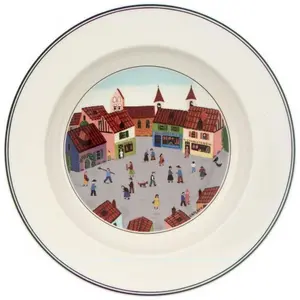 Villeroy & Boch Suppenteller Dorf Design Naif, Teller, Mehrfarbig