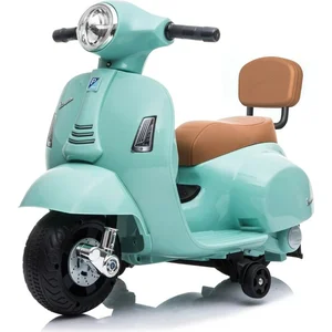 Vespa GTS Mini Kinder Elektro Roller 6V (1 3 Jahre)   Offiziell Lizenziert, mit Scheinwerfer, Stützrädern & Ledersitz   Kinder Elektroroller   Blau