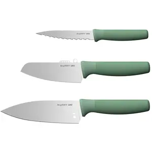 BergHoff Messer-Set Leo Forest 3-teilig, Typ: Gemüsemesser, Küchenmesser, Silber, Grün