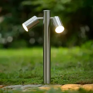 Wegelampe ARNE, chromfarben, 2-flg. Höhe 50 cm IP44 GU10-LED
