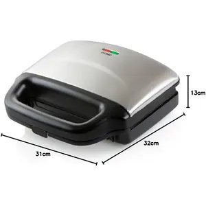 Domo Sandwichmaker XL, Kontaktgrill, Silber, Schwarz