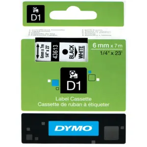 Dymo D1 Namensetiketten Schwarz-Weiß (6mm x 7m) günstig