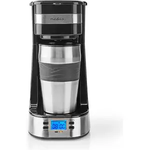 Nedis Kaffeemaschine Filter Kaffee, Filterkaffeemaschine, Schwarz, Sil...