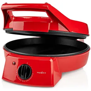 Nedis FCPM100FRD Pizzamaker, Aluminium, Tischgrill, Schwarz, Rot günstig