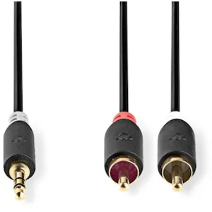 Nedis Stereo-Audiokabel | 3.5 mm Stecker | 2x RCA Stecker Vergoldet | 2.00 m | rund | Anthrazit | Verpackung mit Sichtfenster günstig
