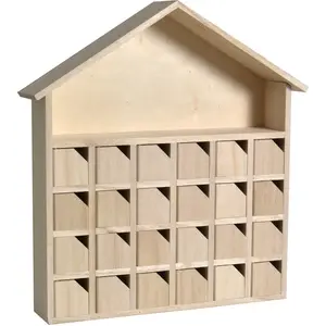 Adventskalender-Haus aus Holz 31,5 x 7 x 34 cm