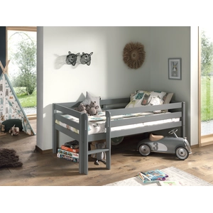 VIPACK Kojen-Spielbett mit Liegefläche 90 x 200 cm, inkl. Leiter und Rolllattenrost, Kiefer massiv grau lackiert günstig