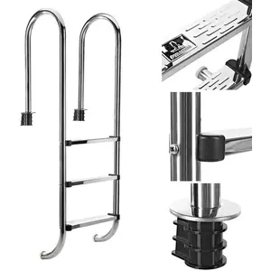 Bcelec Bc-elec - PL003 Schwimmbadleiter mit 3 Sprossen aus Edelstahl 304SS, 158cm, Schwimmbadtreppe mit 3 Stufen. günstig
