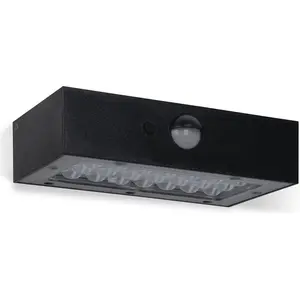 Solare LED Wandleuchte, 3W, Schwarz, Außenbeleuchtung, Bewegungsmelder...