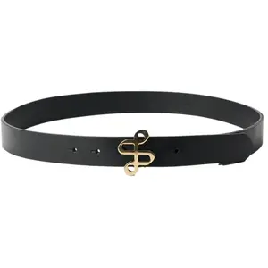 Leder-Gürtel mit goldenem Markenlogo auf der Schnalle Damen Salsa Jeans Noir 85 cm günstig