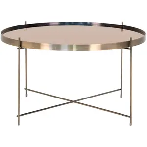 Couchtisch aus messingfarbenem Stahl mit Glas House Nordic Venezia 70x70x40 cm günstig