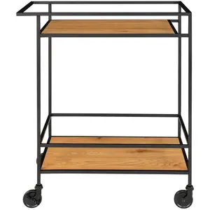 Barwagen mit 2 Regalen in Eichenoptik mit schwarzen Beinen House Nordic Vita 68x40x79 cm günstig