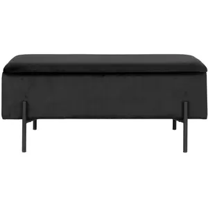 Samtbank mit Stauraum House Nordic Watford Schwarz 95x36,5x46 cm günstig