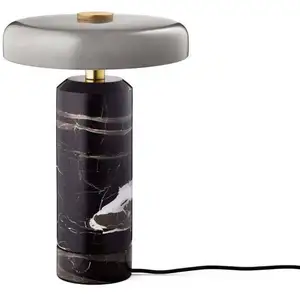 LED-Akkutischleuchte Trip, grau / grau, Marmor, Glas, IP44