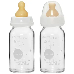 Hevea Glas-Babyflasche 120 ml weiß 2 ct