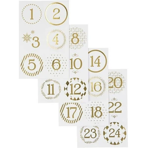 Vivi Gade Weihnachtskalender-Zahlenaufkleber, D 40 mm, Blatt 9 x 14 cm, Gold, Weiß, 4 Blatt 1 Box günstig