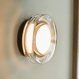 LOOM DESIGN LED-Wandlampe Hugo, schwarz/klar, Ø17cm IP65