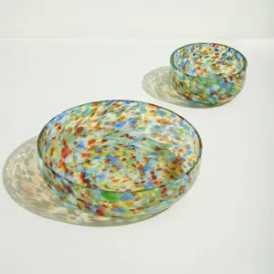 Hubsch HÜBSCH Schale Confetti, 2er-Set, Glas, Ø 15 & 26 cm günstig