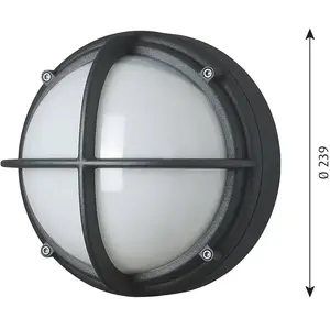 Louis Poulsen Außenwandlampe Skot, graphit/opal, IP66