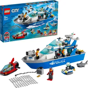LEGO 60277 City Polizeiboot Spielzeug mit Drohne, Wasserscooter und Mi...