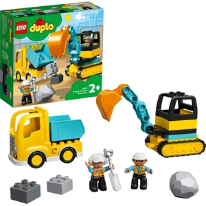 LEGO DUPLO Bagger und Laster Spielzeug mit Baufahrzeug für Kleinkinder...