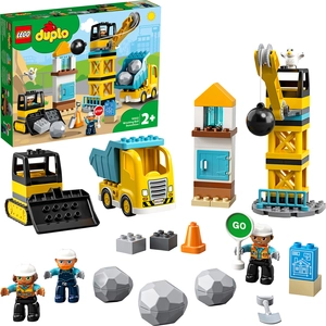 LEGO 10932 DUPLO Baustelle mit Abrissbirne, Spielzeug mit Baustellenfa...