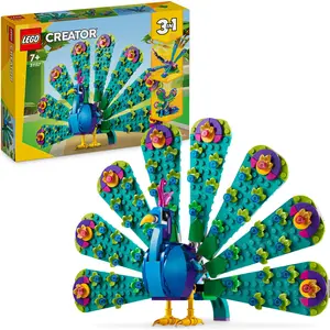 LEGO Creator 3in1 Exotischer Pfau, Set mit Spielzeug-Tieren, Pfau, Lib...