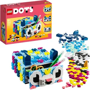 LEGO 41805 DOTS Tier-Kreativbox mit Schubfach, Mosaik-Bastelset für Ki...