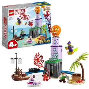 LEGO 10790 Marvel Spideys Team an Green Goblins Leuchtturm, Spielzeug für Kinder ab 4 Jahren mit Piratenschiff, Miles Morales Minifigur & mehr, Spidey und seine Super-Freunde