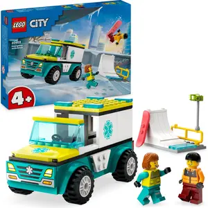 LEGO City Rettungswagen und Snowboarder, Krankenwagen-Spielset mit Spi...
