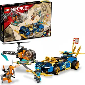 LEGO 71776 NINJAGO Jays und Nyas Rennwagen EVO, Set mit Auto, Hubschra...