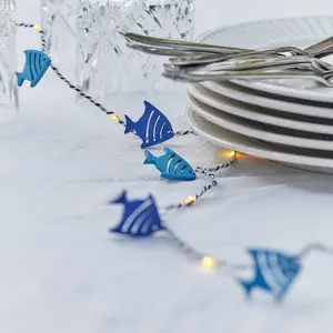 LED-Lichterkette Selma Fish, blau, 20-flg, Batteriebetrieb