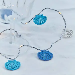 LED-Lichterkette Selma Clam, blau, 20-flg., Batteriebetrieb