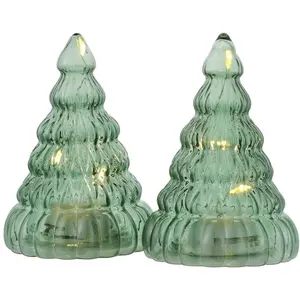 Sirius, Weihnachtsbeleuchtung, LED-Baum Lucy, 2er Set, Grün, 9 cm