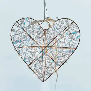 LED-Innendekoration Lily Heart, gold, 30 x 30 cm, Batterie