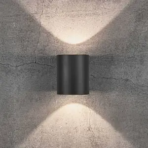 LED-Außenwandleuchte Canto 2, schwarz, 10 cm, up/down, IP44