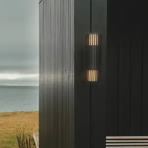 Außenwandleuchte Aludra Double Seaside, Alu, schwarz, 2-flg.