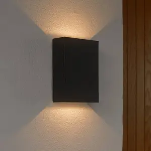 LED-Außenwandlampe Fold Seaside up/down, 10 x 15 cm, schwarz