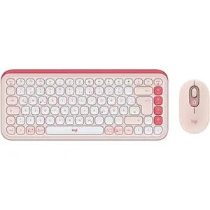 Logitech Pop Icon Combo Tastatur mit Maus, Rosa und Offwhite günstig