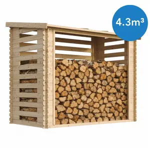 TIMBELA Holz Brennholzregal   4,3 m3   B146xL232xH199 cm - Kaminholzregal auss... günstig