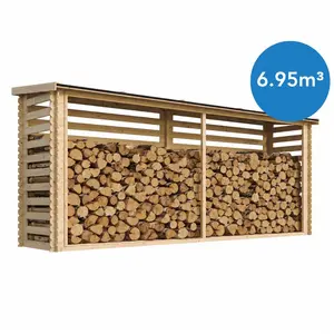Holz Brennholzregal   6,7 m3   B112xL458xH199 cm - TIMBELA M203 günstig