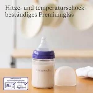 Lansinoh Babyflasche mit NaturalWave®Sauger S, Glas, Weithals, 160 ml günstig